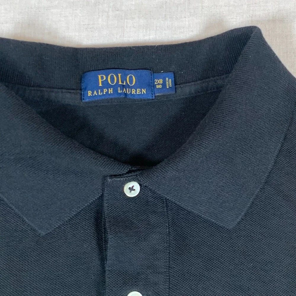 Polo Ralph Lauren Polo Shirt Mens 2XB Black Excellent Short Sleeve Mesh